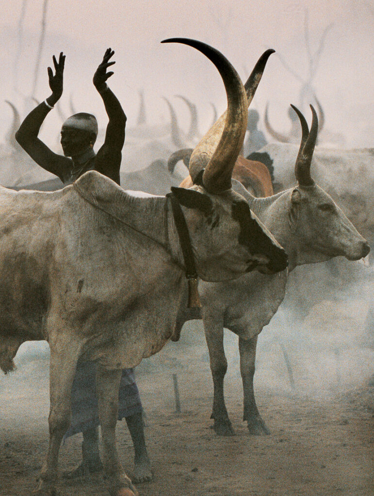 Dinka Man Imitating Horns, South Sudan